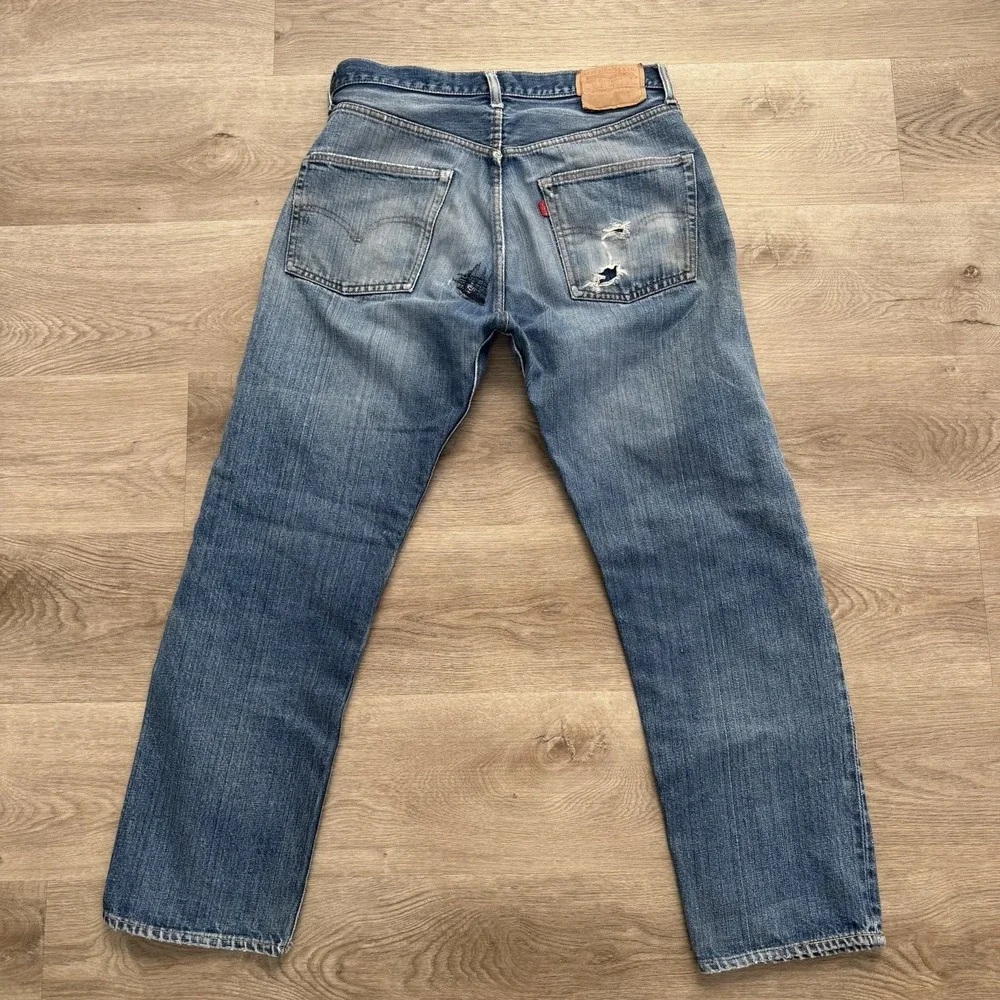 Vintage 60s 70s Levi's 501 Selvedge Denim Jeans #6 Distress Mens Actual SZ 32x29